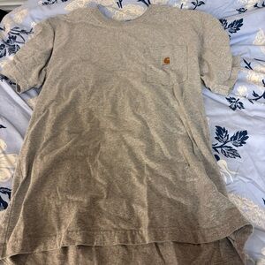 Grey CarHartt logo tee with front pocket